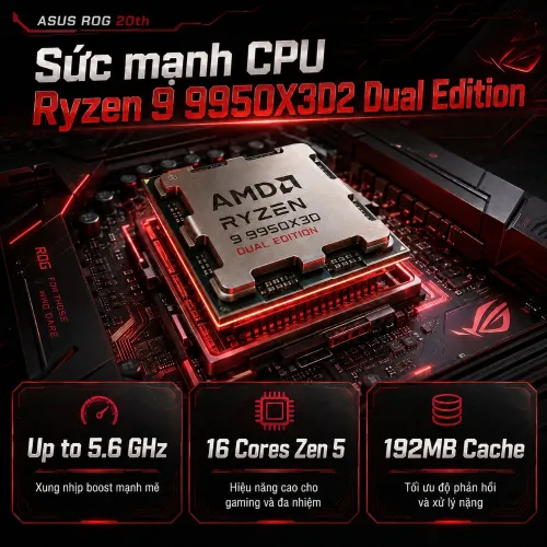 Bộ PC ASUS ROG 20th Anniversary | Ryzen 9 9950X3D2| RAM 128GB| SSD 4TB| RTX 5090 32GB